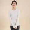 Camiseta base de gola redonda com forro de fleece, espessa para aquecimento, corte justo, top interno para outono e inverno, suéter básico versátil essencial