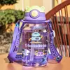 Botella de agua para niños para el verano, portátil con correa, vaso con pajilla de plástico para niños y niñas que van a la escuela, botella de agua de toma directa para estudiantes de primaria