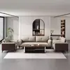 Juego de sofá y mesa de centro para oficina, sofá de oficina de tres plazas de cuero genuino simple para sala de recepción, reuniones informales