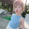 2026 Colete de Verão para Meninas Moda Estilo Coreano Roupa Exterior Camisola para Bebês Meninas, Top Fino Estilo Férias, Transfronteiriço