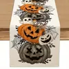 Toalha de mesa de Halloween transfronteiriça com estampa de caveira e morcego, banner de toalha de mesa para decoração de festa de feriado para sala de jantar interna