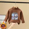 Forro polar térmico para niños medianos a grandes, cálido, de manga larga, top de otoño para niños, versátil, capa base, otoño/invierno, casual, cuello medio alto, moderno
