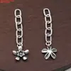 Plata de Ley S925 Flor Pequeña, Pez Pequeño, Moneda, Cadena de Extensión de Hoja, Media Cadena Retro Cadena de Acabado DIY Hecha a Mano