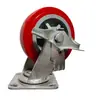 Rueda industrial con freno lateral rueda con freno lateral rueda universal rueda direccional con silencioso rueda industrial pesada roja