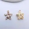 Cobre Chapado en Oro Conserva el Color Zircón Microincrustado Estrella de Cinco Puntas 3D Colgante Hecho a Mano DIY Colgante de Collar Pulsera Encanto Pequeño