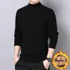 Suéter de punto con forro polar de doble cara para otoño e invierno, camiseta de manga larga para hombre con cuello medio alto, ropa interior térmica engrosada, al por mayor