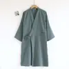 Pijama tipo Kimono Estilo Japonés para Hombre, Primavera y Verano, Algodón Puro, Gasa de Doble Capa, Ropa de Casa Ligera, Bata, Bata de Baño para Sauna