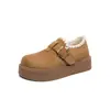 Zhr Zhe Zhe Estilo Étnico Tejido Zapatos Birkenstock Otoño e Invierno Velcro Conveniente Exquisito Casual Felpa Zapatos de Mujer Ab175B