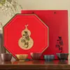 Juego de Té Taza de Arcilla Púrpura Cinco Bendiciones Caja de Regalo Casa Nueva Jubilación Festival de Medio Otoño Regalo de Cumpleaños para Clientes Souvenirs de Negocios