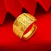 Anel da Fortuna Ouro Areia Atacado de Fábrica Anel de Ouro Masculino Anel de Ouro Clássico da Moda Anel Aberto Dominador