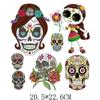 Pegatinas estampadas de calaveras de Halloween al por mayor, disfraz de bricolaje, impresión de equipaje, dibujo en caliente, transferencia térmica, logotipo, impresión offset, dibujo en caliente