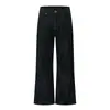 Jeans holgados JIAMU con bordado de nota musical de línea roja, jeans negros estilo americano, pantalones rectos versátiles de corte holgado unisex