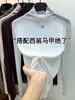 Camiseta de Malha Roxa com Lantejoulas, Gola Alta Meia-Boca, Manga Longa para Mulheres, Novo Top de Renda Slim-Fit para Outono e Inverno com Bordas Franzidas