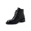 Botas Martin de piel de oveja entera texturizada estilo occidental cómodas para combinar con todo 2024 Invierno Tacón medio grueso Puntera redonda Botas de cuero con cordones para mujer