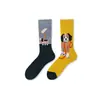 Calcetines de Moda Originales Asimétricos Estilo AB para Mujer Calcetines de Algodón de Verano Zhejiang Arte de Dibujos Animados Personalizado Calcetines de Algodón de Tubo Medio para Hombres y Mujeres