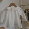 Camisa de bebé estilo coreano de primavera y otoño para niñas de 0 a 3 a 5 años, color liso, con cuello de loto, de algodón