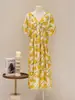 Vestido de Seda de Manga Corta para Mujer 2026 Primavera y Verano Nuevo Estilo Crepé Doble Holgado Estilo Francés Vestido 100% Seda de Morera