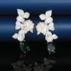 Nuevos Pendientes Florales Geométricos de Estilo Lujo Ligero, Agujas de Plata S925, Circonita Microincrustada y un Diseño de Alta Gama