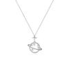 Colar Estrela de Quatro Pontas Planeta Sonhador para Mulheres, Pingente de Saturno Vazado Cravejado com Diamantes, Corrente para Clavícula Céu Estrelado, Fonte de Atacado de Alta Qualidade