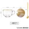 Taza de Desayuno de Vidrio Templado con Borde Dorado Europeo Taza de Leche para el Hogar Taza Grande para Avena Taza de Yogur Taza de Café con Cuchara