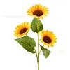 Simulación pequeño girasol de 3 cabezas sala de estar comedor decoración accesorios para fotografía ceremonia de inauguración flor de mano centro comercial modelado de paisaje