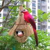 Casa de Pájaro Tejida Creativa para Mascotas Colgante Nido de Pájaro de Hierba Tejida Hecho a Mano Arreglo de Entorno para Jardín de Infancia Adorno Colgante Aéreo Balcón Pastoral