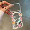 Funda de Teléfono con Diseño Fresco Floral de Nicho Popular Transfronterizo que No Choca para Apple 17Promax, Cubierta Protectora Transparente Ligera