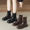 Botas de plataforma de moda con estampado de camelia, botas ajustadas para mujer, nueva colección otoño/invierno 2026, elegantes y modernas, botas marrones, botines, botines tipo calcetín