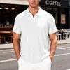 Camisa de Verano para Hombre Transpirable de Jacquard de Toalla con Cuello de Solapa Rayada, Nueva Casual, Transfronteriza Europea y Americana