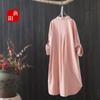 Camisa de Algodón y Lino para Mujer 2026 Primavera y Otoño Nuevo Estilo Holgada de Manga Larga Camisa Superior Ropa Exterior Adelgazante de Longitud Media Chaqueta Pura para Mujer