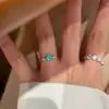 Niebla en Polvo Luz Coherente~Anillo Redondo de Zirconia Estilo Francés Elegante Lujo Ligero Diseño de Nicho Anillo Ajustable para Dedo Joyería para Mano
