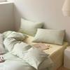 Sábanas de Algodón Lavado Ins Color Puro Juego de Cuatro Piezas Cubre Edredón de Algodón Puro Ropa de Cama Dormitorio Juego de Tres Piezas Sábanas Ajustables