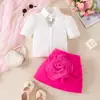 Baoxin Verão Novo Estilo Europeu e Americano Camisa Vazada em Formato de Coração Saia Bodycon com Flores 3D Terno Elegante da Moda Em Estoque