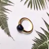 [10] anillo de piedra de color cuadrado pequeño de pan estilo cristal en polvo de red popular piedra preciosa simple moderno anillo de oro