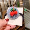 Corda de Cabelo Feminina Vermelha da Internet Coreana Corda de Cabelo de Frutas Fofa Corda de Adorno de Cabeça Anel de Cabelo de Pelúcia de Cereja Cereja