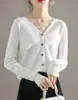 Nuevo cárdigan de punto para mujer Otoño/Invierno 2026, de cuello en V liso, manga larga, estilo casual versátil, corte holgado