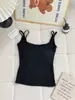 Camisola fresca y sexy estilo americano con escote en U y espalda descubierta para mujer, con copas, top elegante de verano sin espalda, adecuado para usar en capas