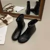Botas de moda únicas de punta dividida para mujer, botines planos elegantes, botas de ajuste ceñido, botas estilo Martin, botines, botas de cuero para mujer