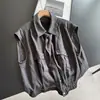 2026 Linho Temperamento Lapela Jaqueta Fina Top Curto Sem Mangas Cardigã Camisa Pequena Feminina Atacado H12FT72391