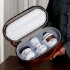 Conjunto de chá de viagem de porcelana branca jade gordura de carneiro de Dehua, um bule e quatro xícaras, portátil para exterior, xícara rápida, presente personalizado, luxo leve, requintado
