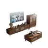 Mueble de TV vintage de madera maciza para sala de estar, modelo nuevo con tejido de ratán, combinación de mesa de centro y mueble de almacenamiento de pie