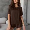 Pijama Transfronterizo Europeo y Americano Primavera Verano 2025 Tejido Cómodo Manga Corta Shorts Conjunto de Dos Piezas Ropa de Casa Suave Casual para Mujer