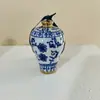 Mini Jarra Pequeña de Porcelana Azul y Blanca Chapada en Oro Colgantes para Árbol de Navidad Adornos Regalos Colgantes para Decoración de Coche Adornos de Carrillón de Viento