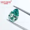 Piedra Suelta de Moissanita Azul-Verde en Forma de Gota, Moissanita Azul-Verde Irregular en Forma de Pera para Incrustaciones, Accesorios de Gemas al por Mayor