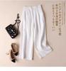 Pantalones anchos de lino y algodón para mujer, de verano 2024, combinables, de pierna ancha, finos e informales, holgados hasta el tobillo, para uso profesional.
