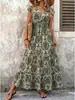 Verão 2026 Novo Vestido Longo Estampado com Decote V Europeu e Americano Transfronteiriço Vintage Elegante Vestido Feminino de Manga Curta Linha A
