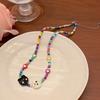 Collar de cerámica colorido hecho a mano con cuentas de gatito de dibujos animados para mujer, cadena de clavícula dulce y fresca, accesorios nuevos de verano, collar de cadena