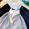 Estilo Coreano Marca de Moda Estilo Holgado Perezoso Suéter Falso de Dos Piezas para Hombre Otoño e Invierno Sensación de Alta Gama Cuello de Tortuga Camisa con Cuello de Suéter