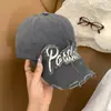 Gorra de Béisbol Vintage Americana Bordada con Letras Desgastadas para Mujer, Marca de Moda Callejera de Verano, Gorra Suave que Adelgaza la Cara