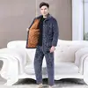 Traje Transfronterizo para Hombre Estilo Hogareño para Hombre Hogar Espesado Pijama de Coral Ropa de Hogar de Tres Capas para Hombre Clip de Terciopelo Algodón Invierno